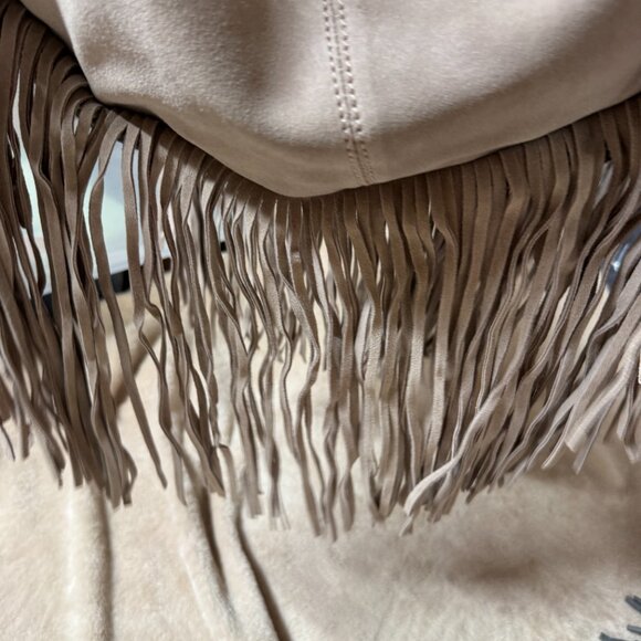 Johnny Was Elodie Plain Bag Boho‎ Gray Suede Leather  fringe colorful side NwOT - Picture 8 of 10
